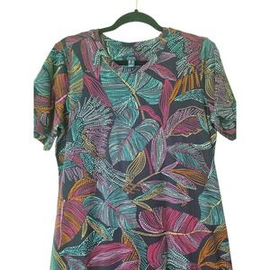 d‎ & co BEACH Tropical Leaf Print Maxi Dress Women's Size Small Comfy Stretch